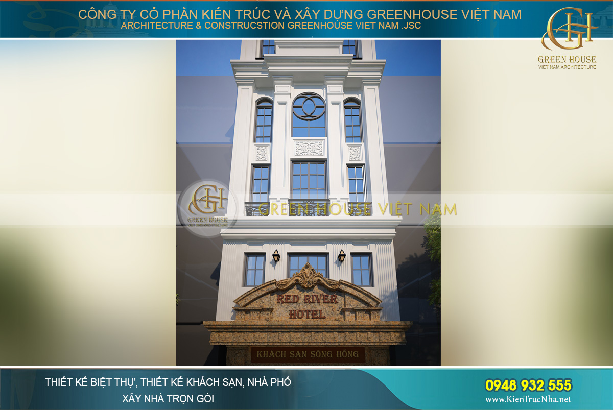 thiết kế khách sạn tân cổ điển 8 tầng tại hà Nội