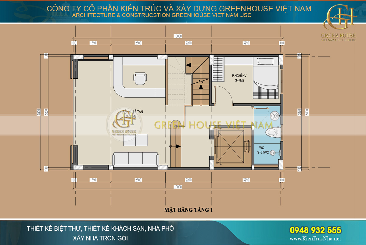 thiết kế khách sạn tân cổ điển 8 tầng tại hà Nội