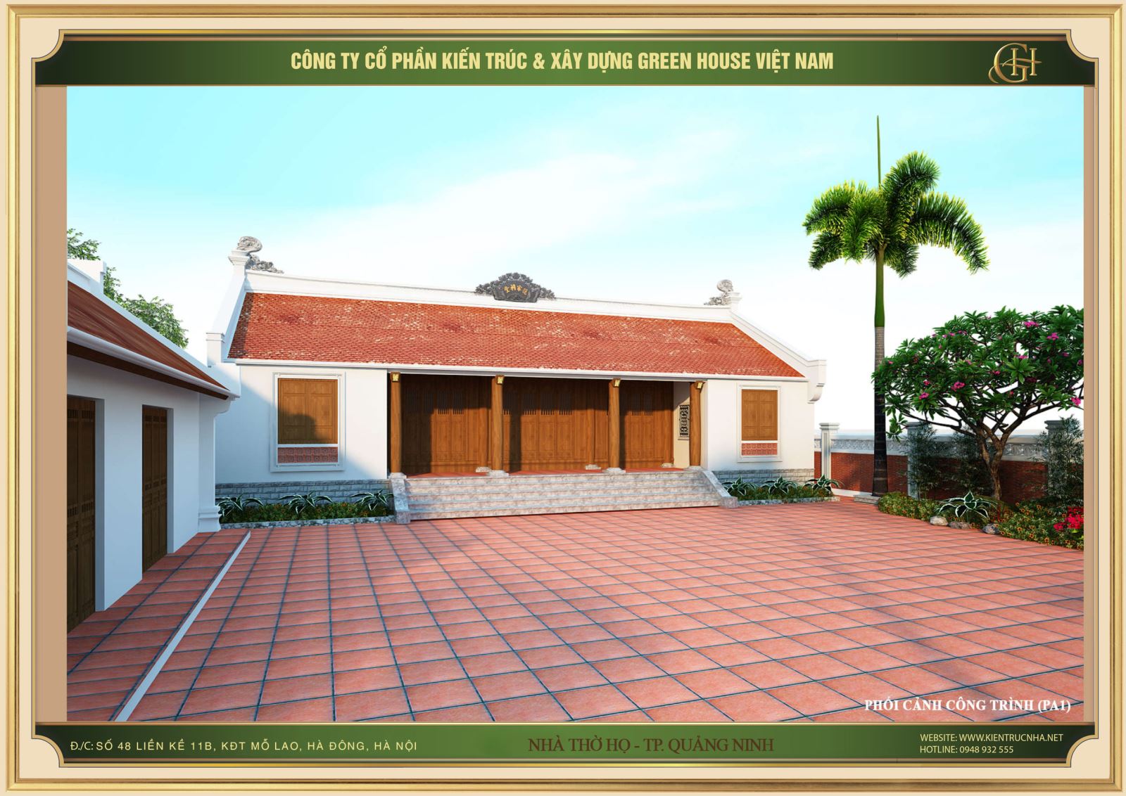 Thiết kế nhà thờ họ đậm chất truyền thống khi sử dụng hệ thống gỗ tự nhiên