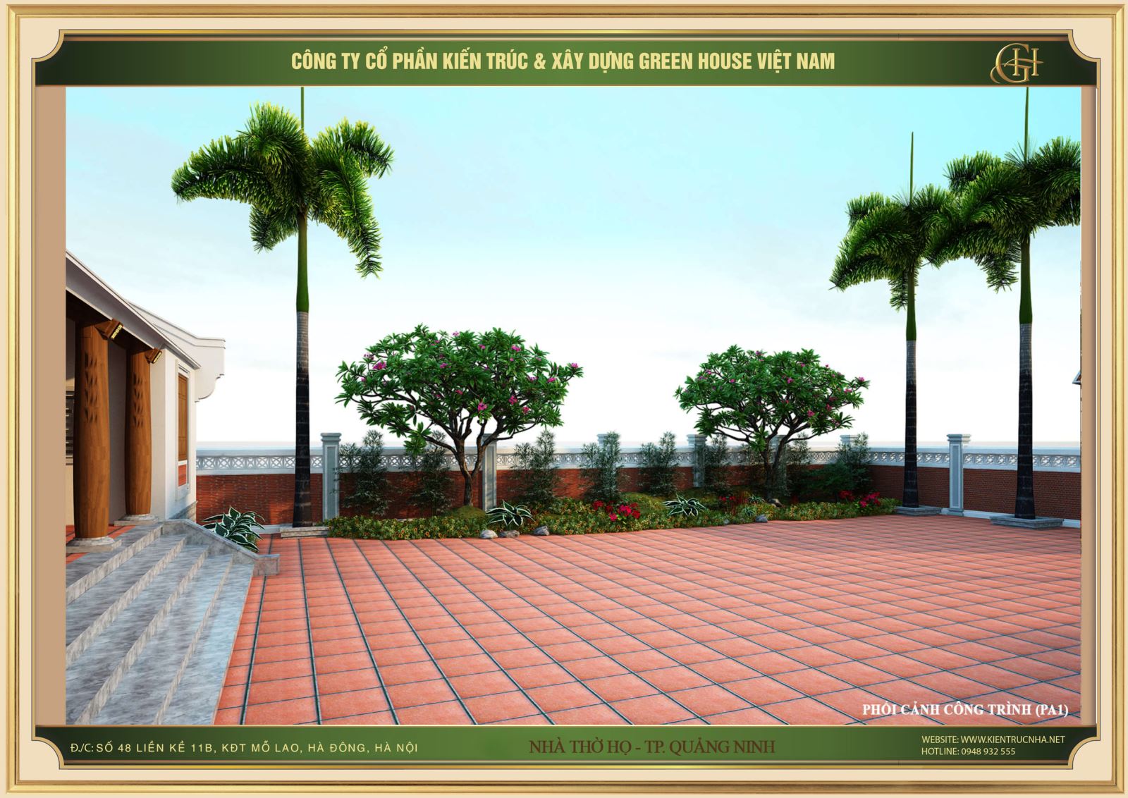 Hệ thống cây cảnh giúp tạo sự trong lành và yên bình cho nhà thờ họ