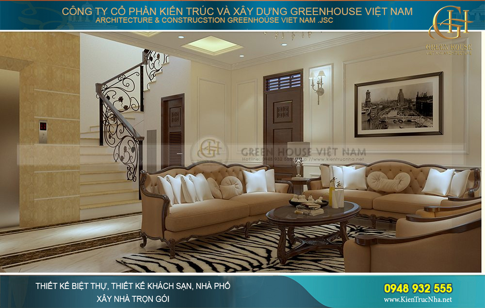 thiết kế nội thất biệt thự tân cổ điển tại Bắc Giang