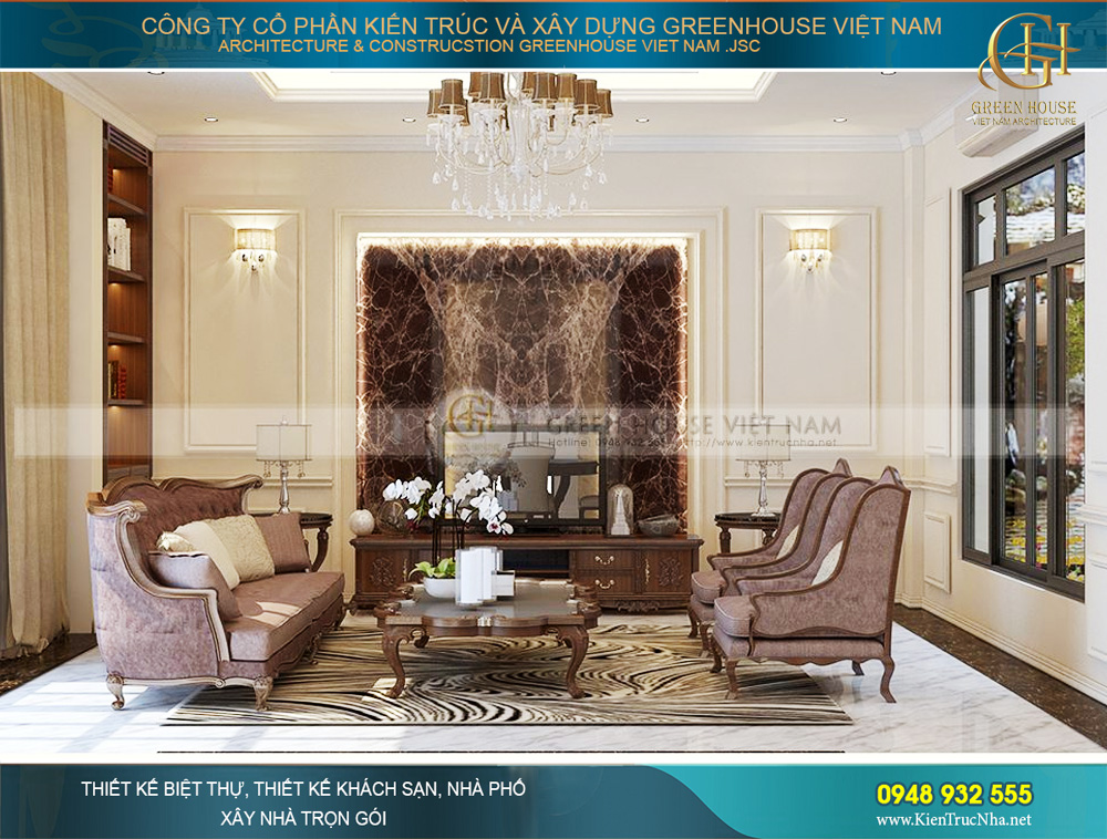 thiết kế nội thất biệt thự tân cổ điển tại Bắc Giang