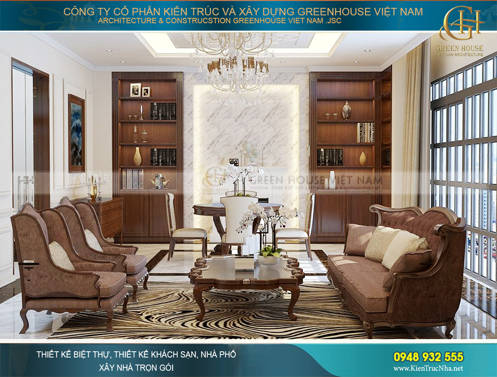 thiết kế nội thất biệt thự tân cổ điển tại Bắc Giang