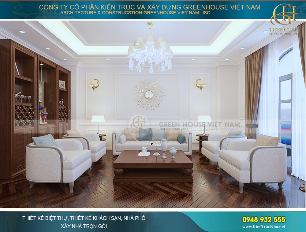 thiết kế nội thất biệt thự tân cổ điển tại Bắc Giang