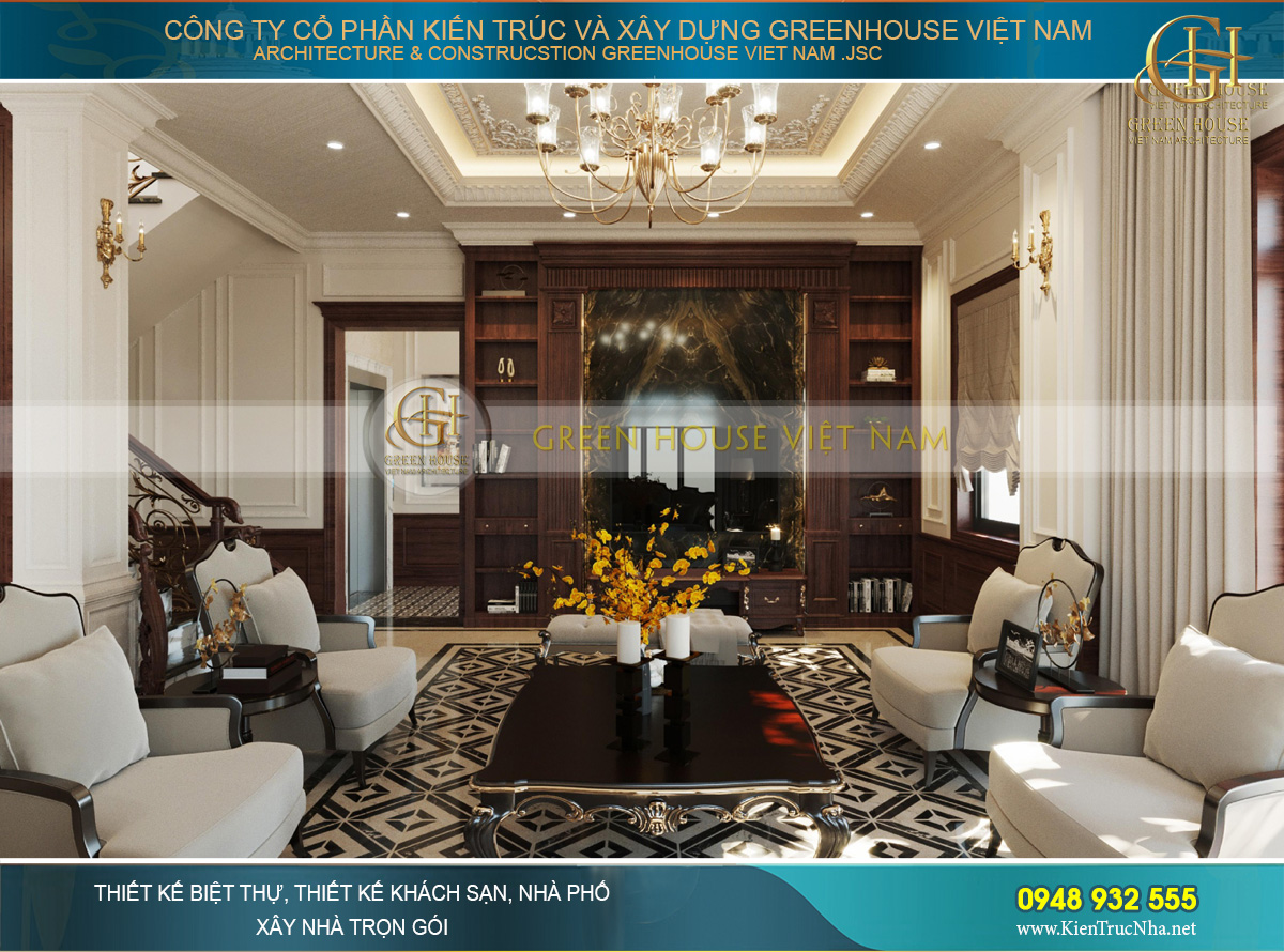 Thiết kế nội thất phong cách Luxury cho biệt thự 4 tầng 150m2 