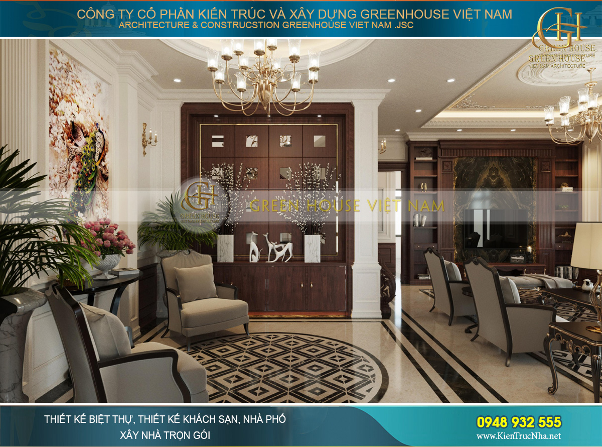 Thiết kế nội thất phong cách Luxury cho biệt thự 4 tầng 150m2 