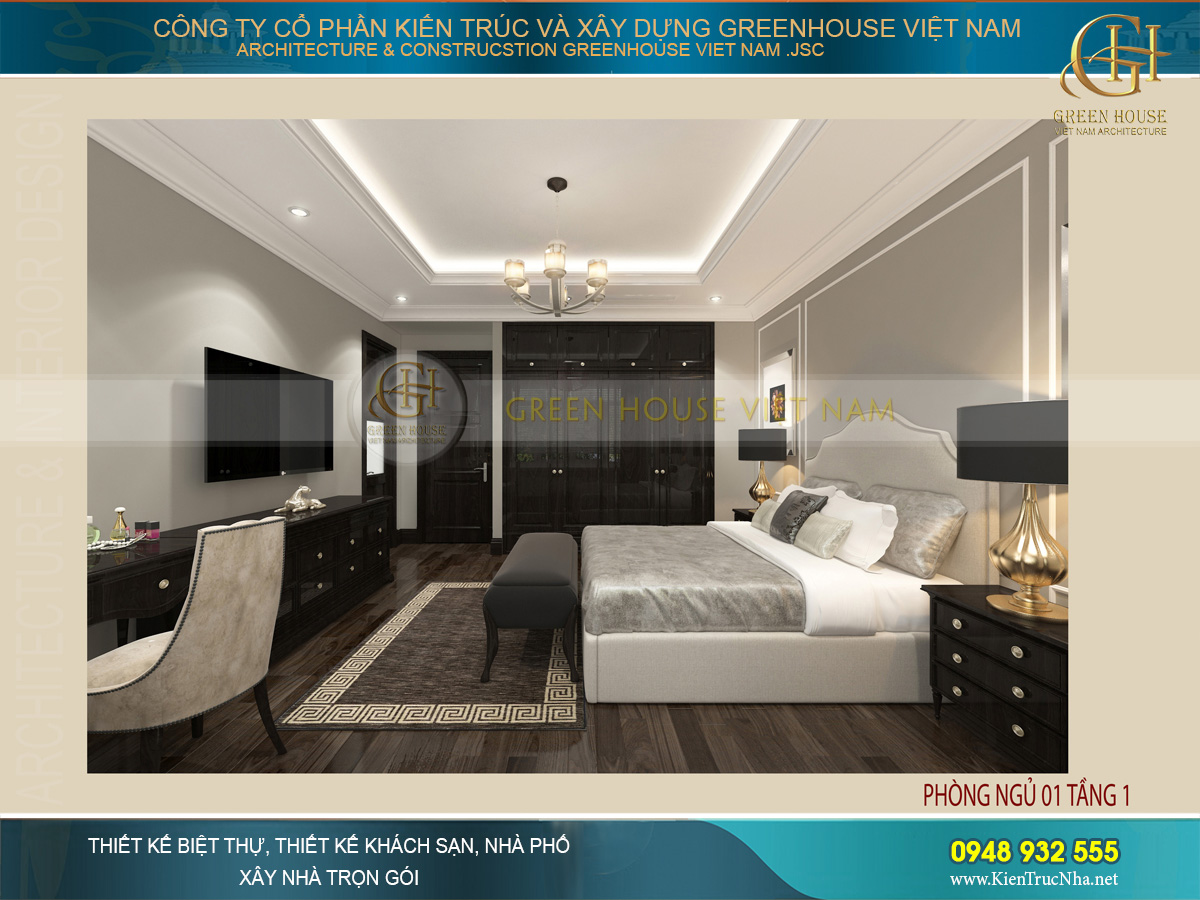 Mẫu nội thất biệt thự cổ điển 3 tầng đẹp sa hoa tại Bắc Giang