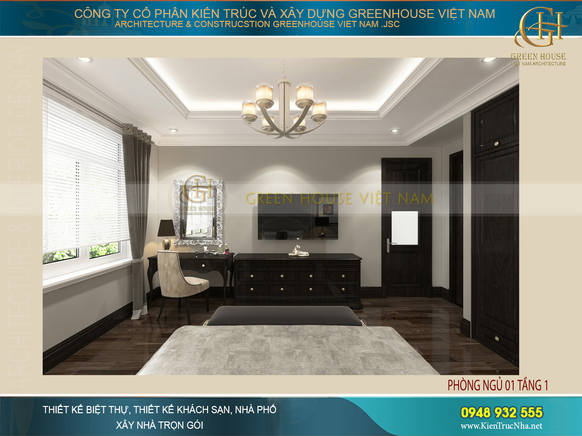 Mẫu nội thất biệt thự cổ điển 3 tầng đẹp sa hoa tại Bắc Giang