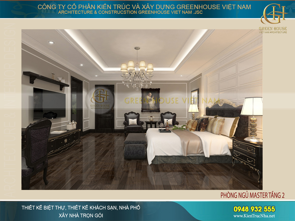 Mẫu nội thất biệt thự cổ điển 3 tầng đẹp sa hoa tại Bắc Giang