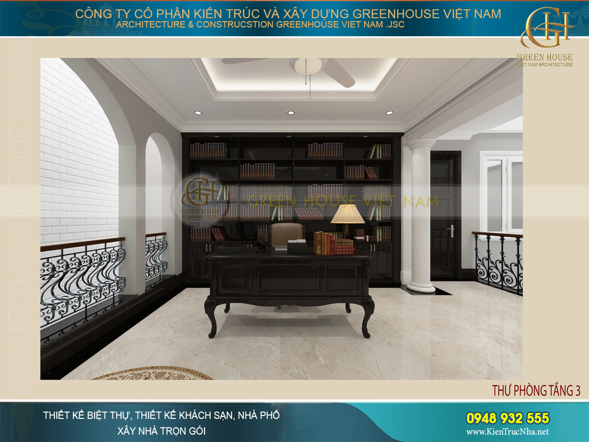 Mẫu nội thất biệt thự cổ điển 3 tầng đẹp sa hoa tại Bắc Giang