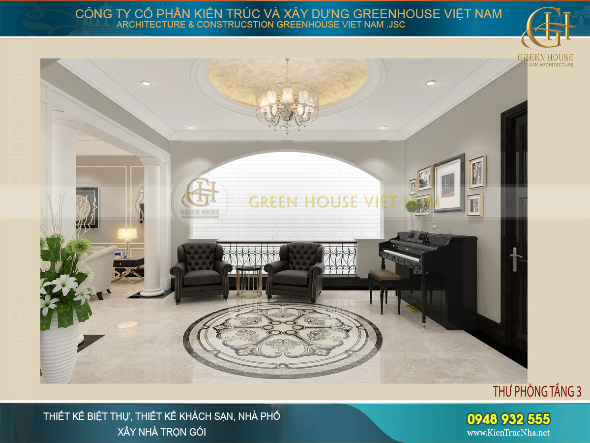 Mẫu nội thất biệt thự cổ điển 3 tầng đẹp sa hoa tại Bắc Giang