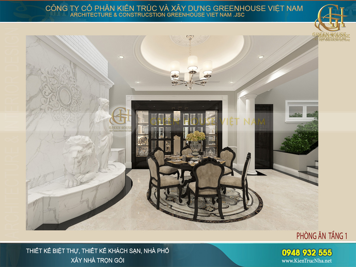 Mẫu nội thất biệt thự cổ điển 3 tầng đẹp sa hoa tại Bắc Giang