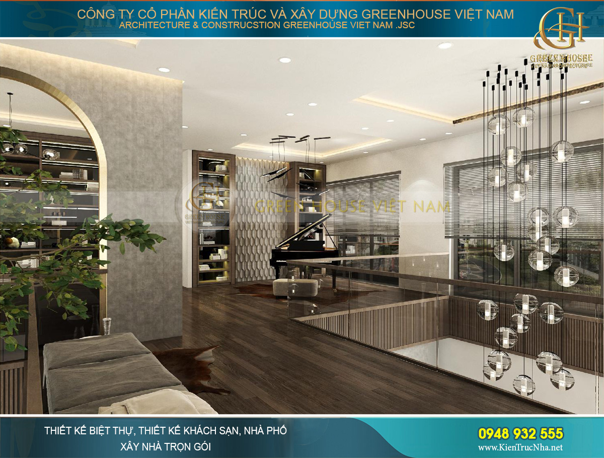 thiết kế nội thất biệt thự hiện đại 2 tầng