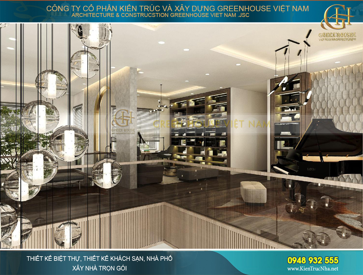 thiết kế nội thất biệt thự hiện đại 2 tầng