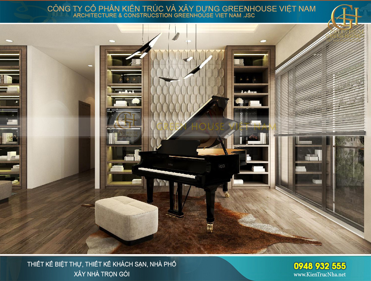 thiết kế nội thất biệt thự hiện đại 2 tầng