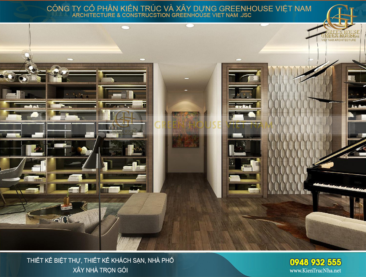 thiết kế nội thất biệt thự hiện đại 2 tầng