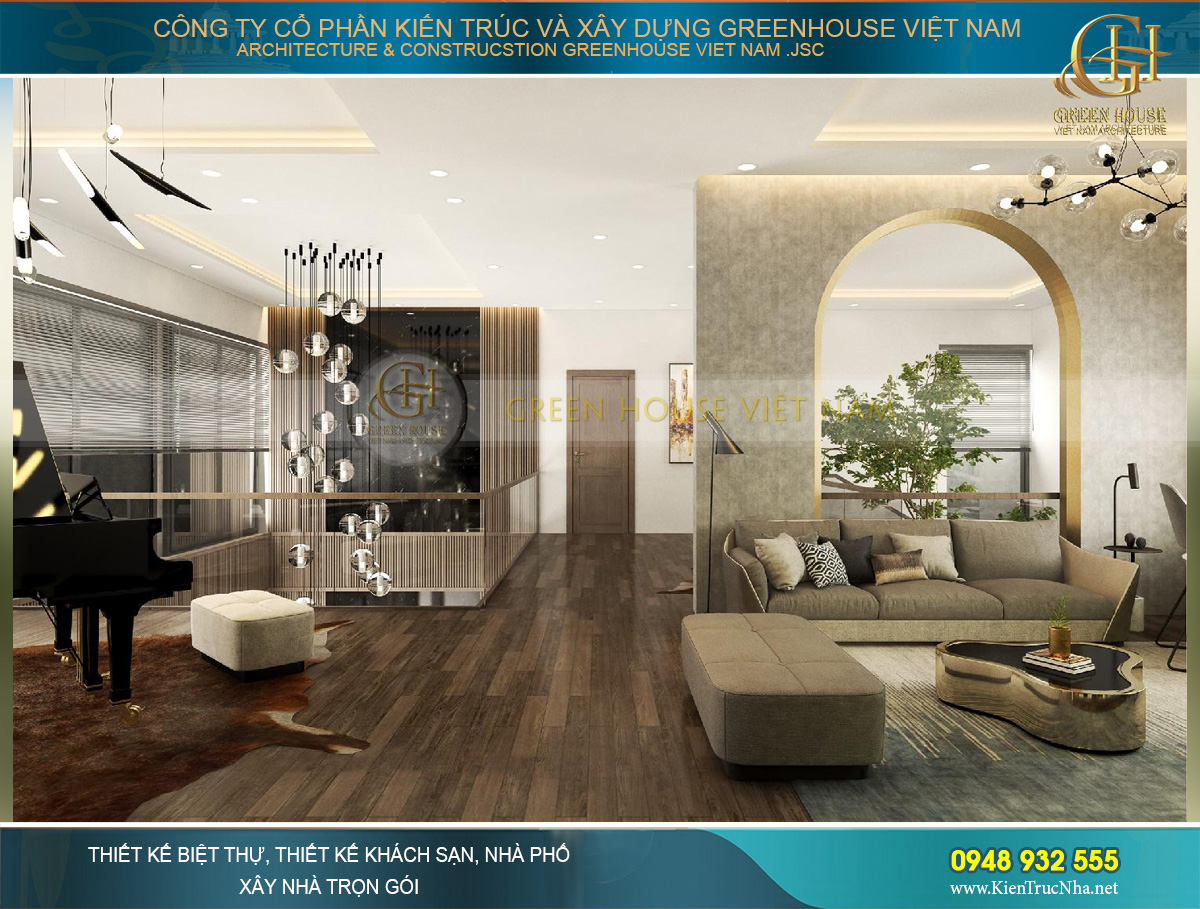 thiết kế nội thất biệt thự hiện đại 2 tầng