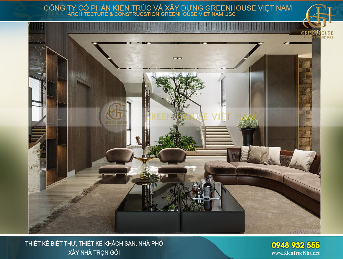 thiết kế nội thất biệt thự hiện đại 2 tầng 460M2