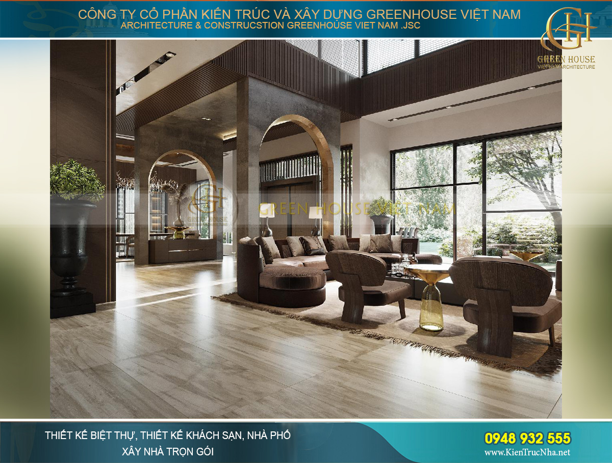 thiết kế nội thất biệt thự hiện đại 2 tầng 460M2