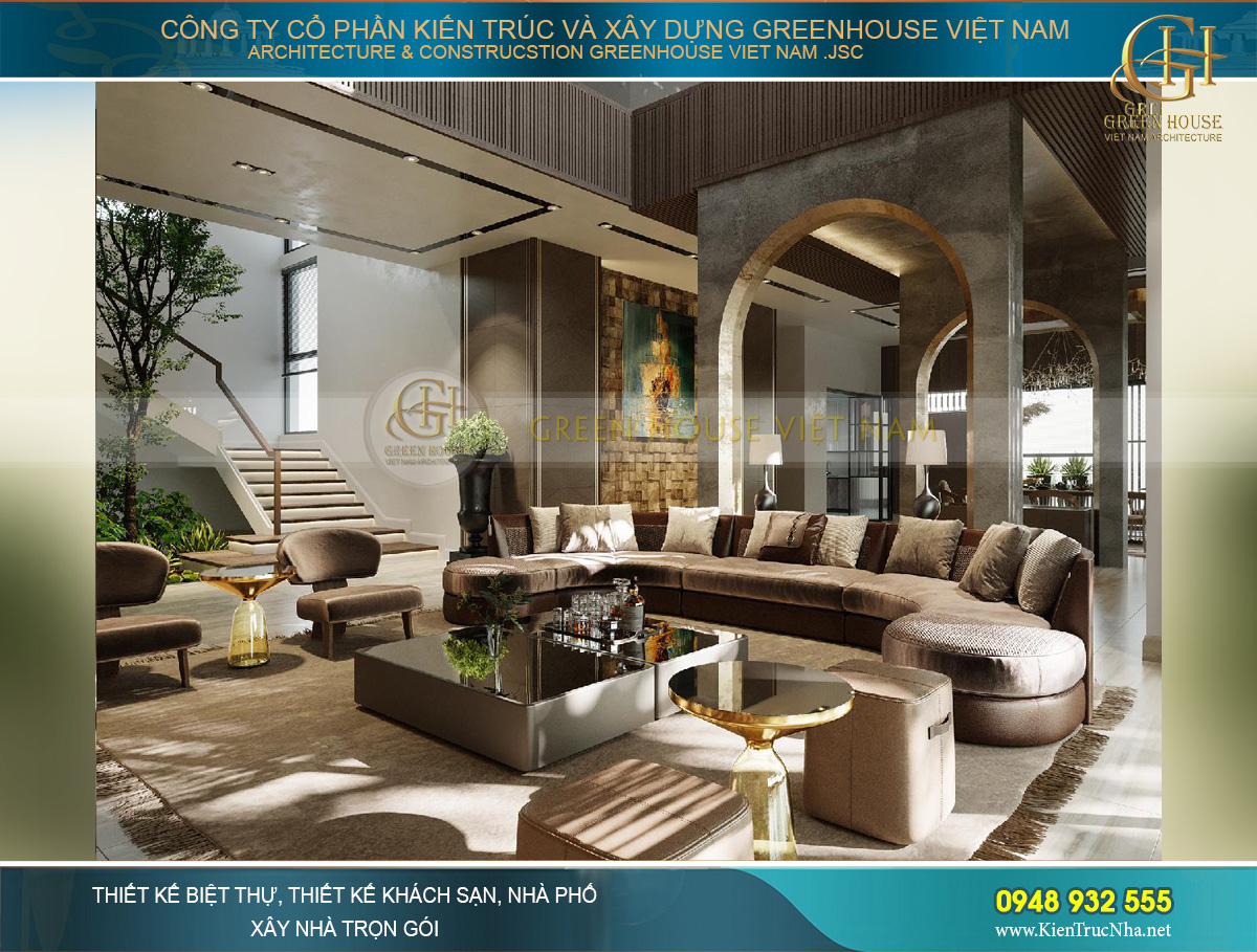 thiết kế nội thất biệt thự hiện đại 2 tầng 460M2