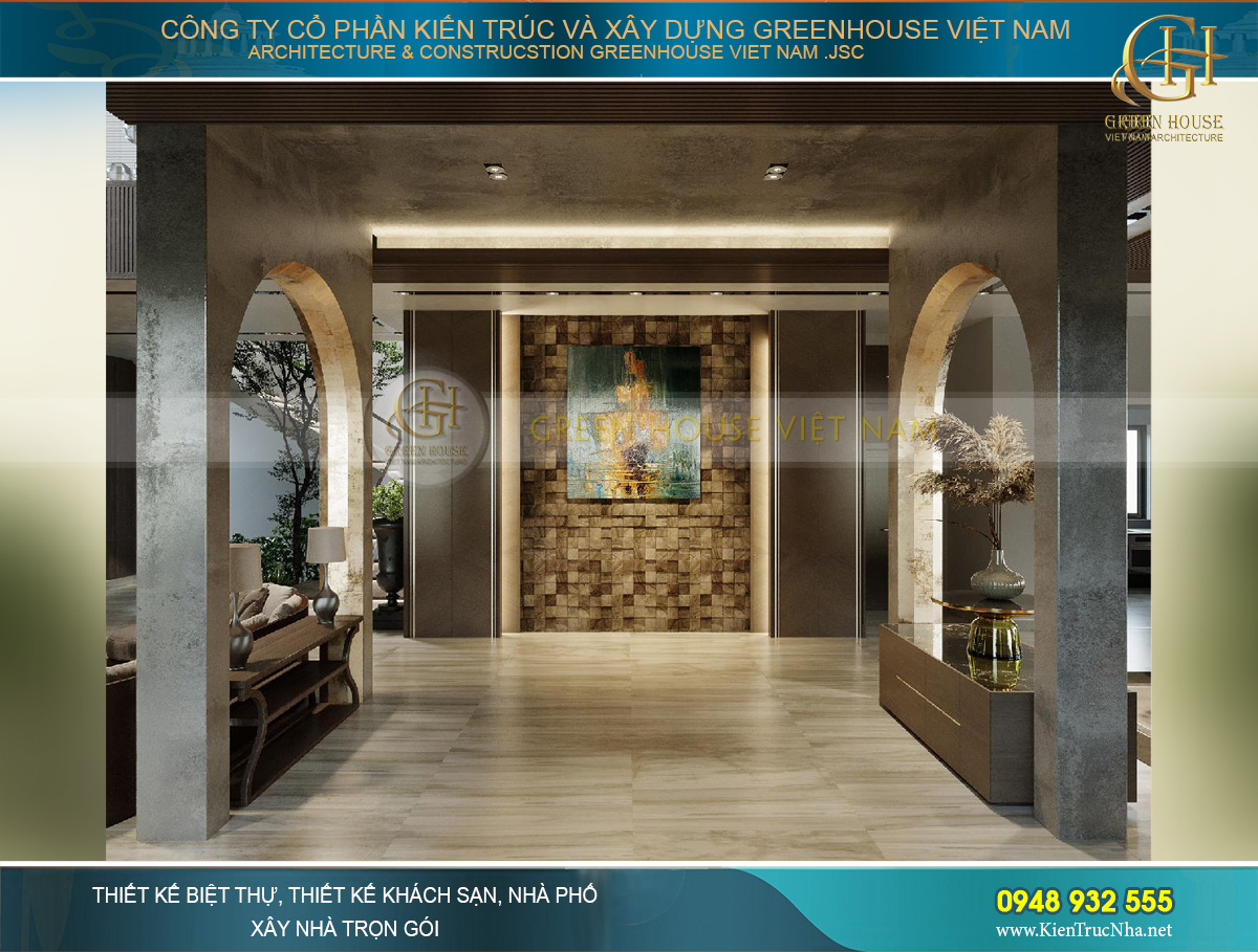 thiết kế nội thất biệt thự hiện đại 2 tầng 460M2