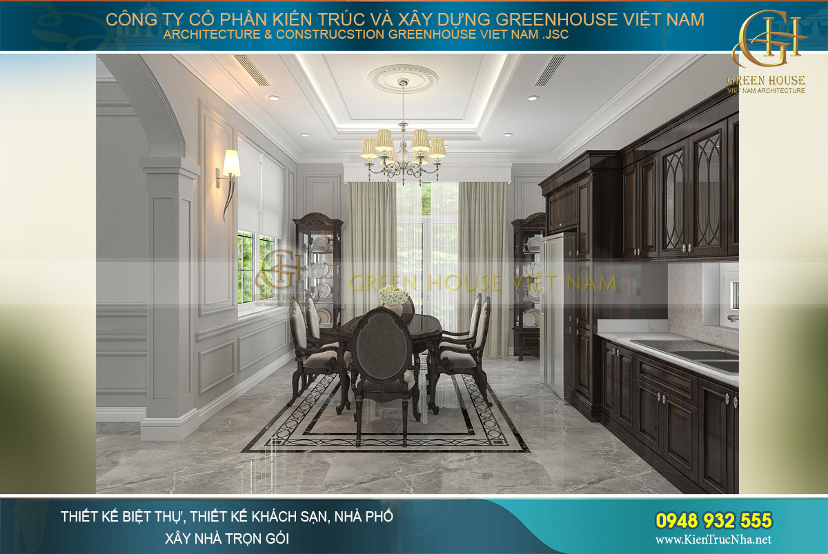 thiết kế nội thất biệt thự tân cổ điển 4 tầng