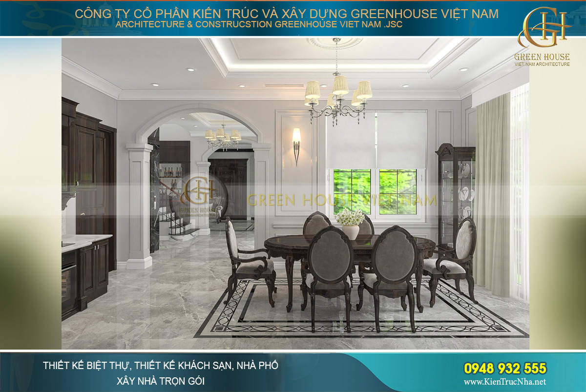 thiết kế nội thất biệt thự tân cổ điển 4 tầng