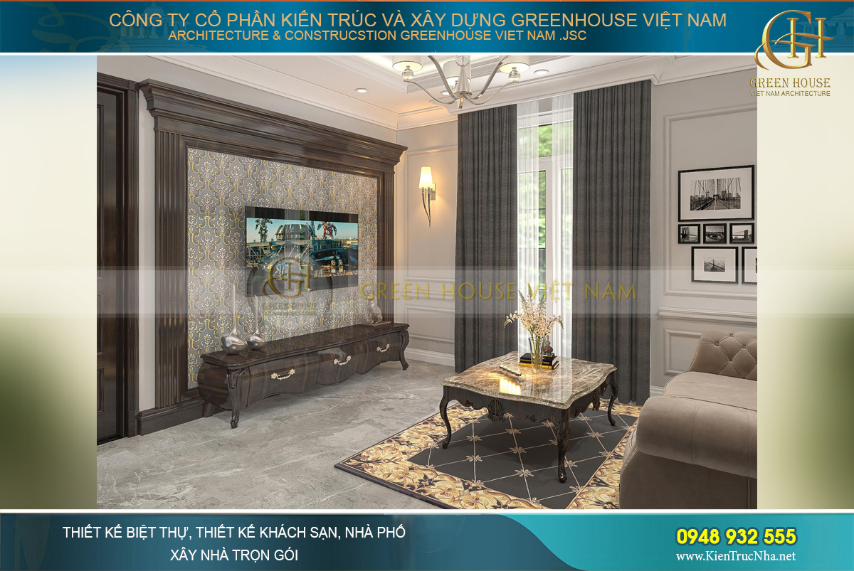 thiết kế nội thất biệt thự tân cổ điển 4 tầng