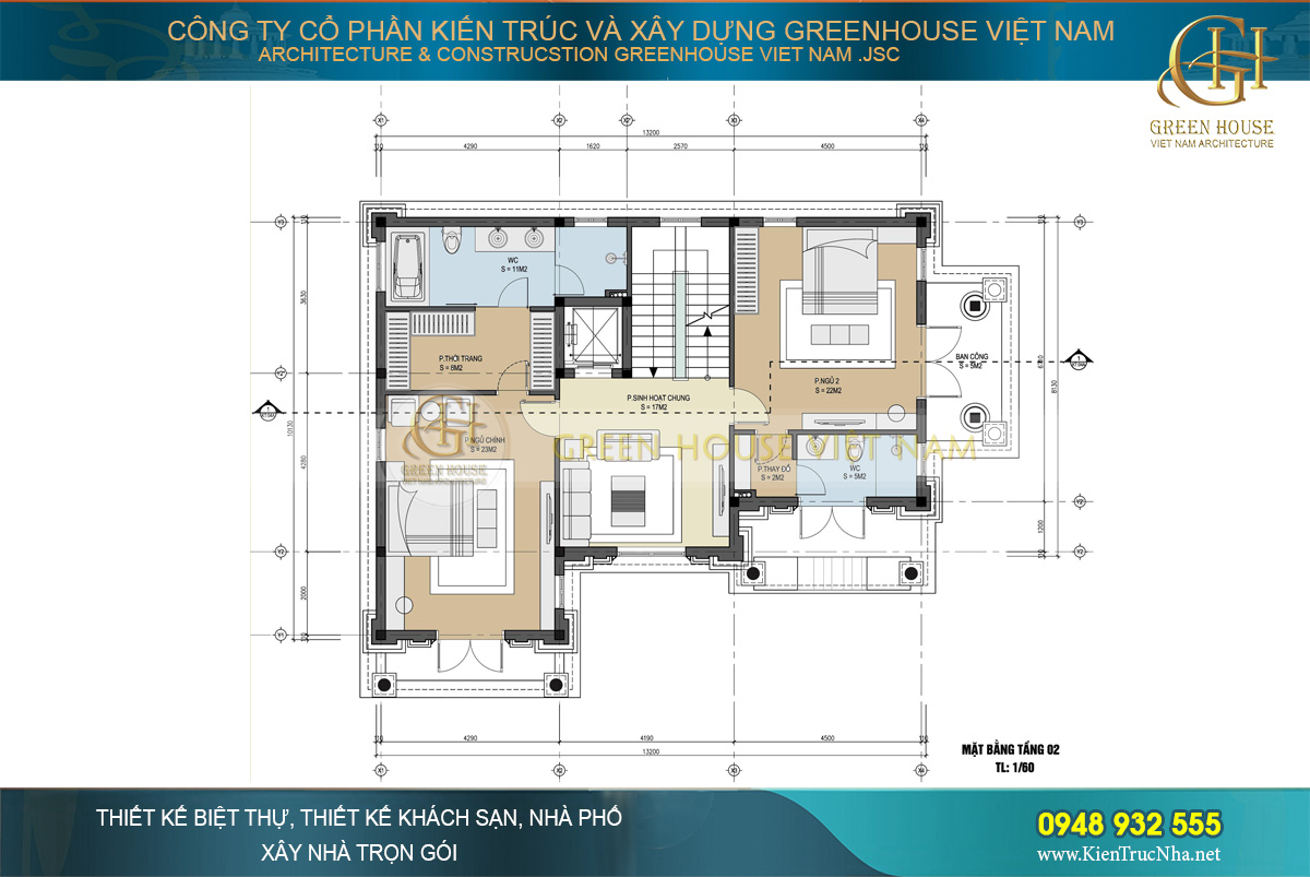 thiết kế nội thất biệt thự tân cổ điển 4 tầng