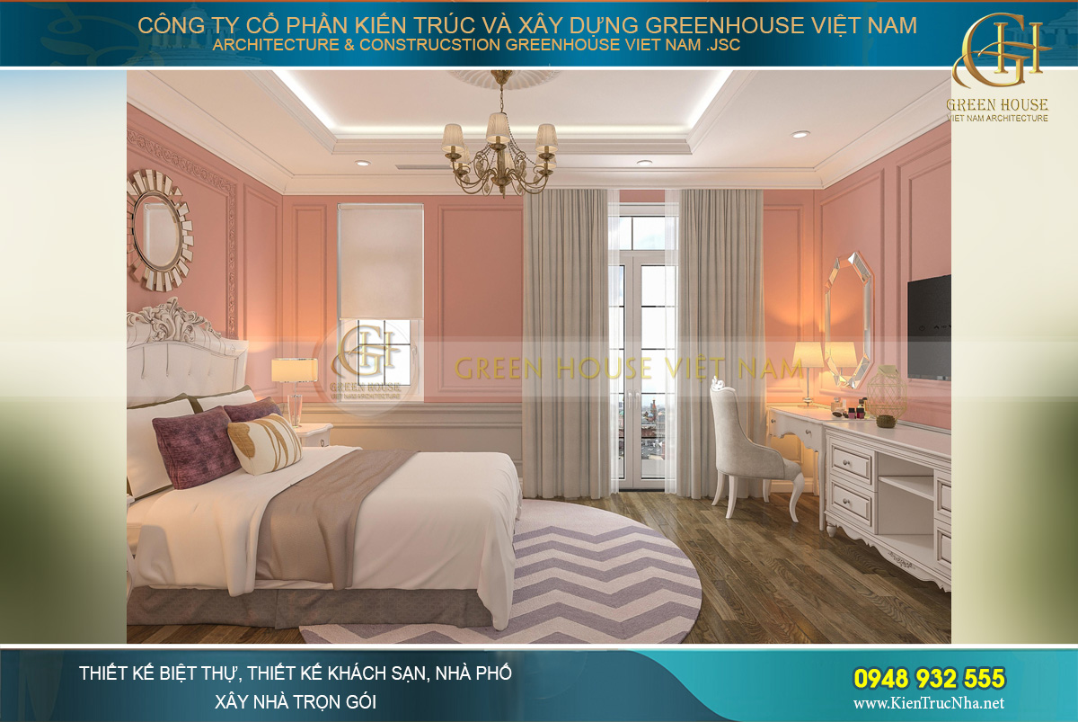 thiết kế nội thất biệt thự tân cổ điển 4 tầng