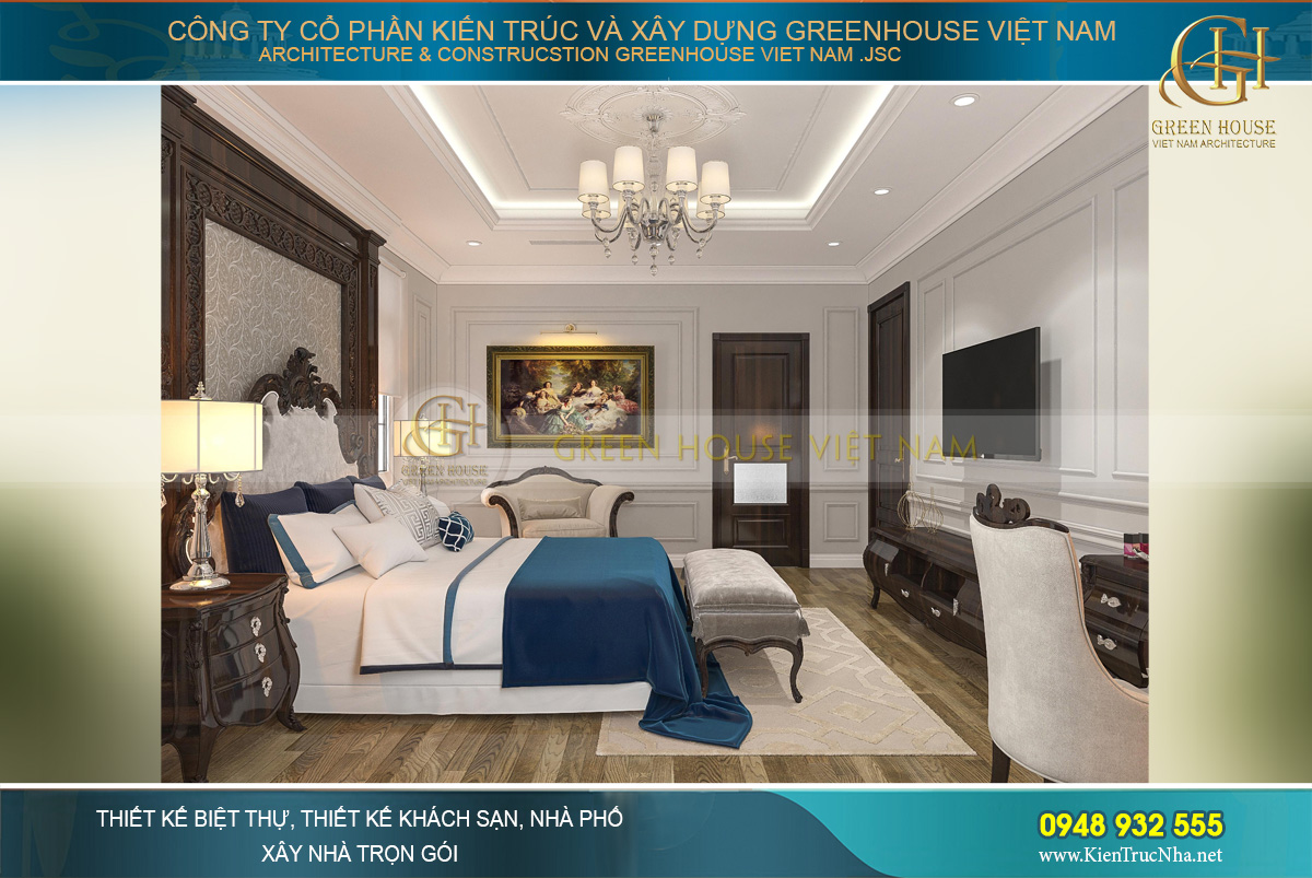 thiết kế nội thất biệt thự tân cổ điển 4 tầng