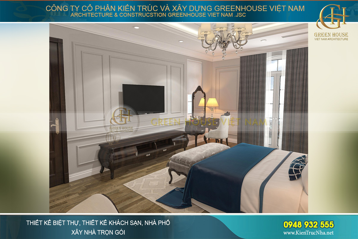 thiết kế nội thất biệt thự tân cổ điển 4 tầng