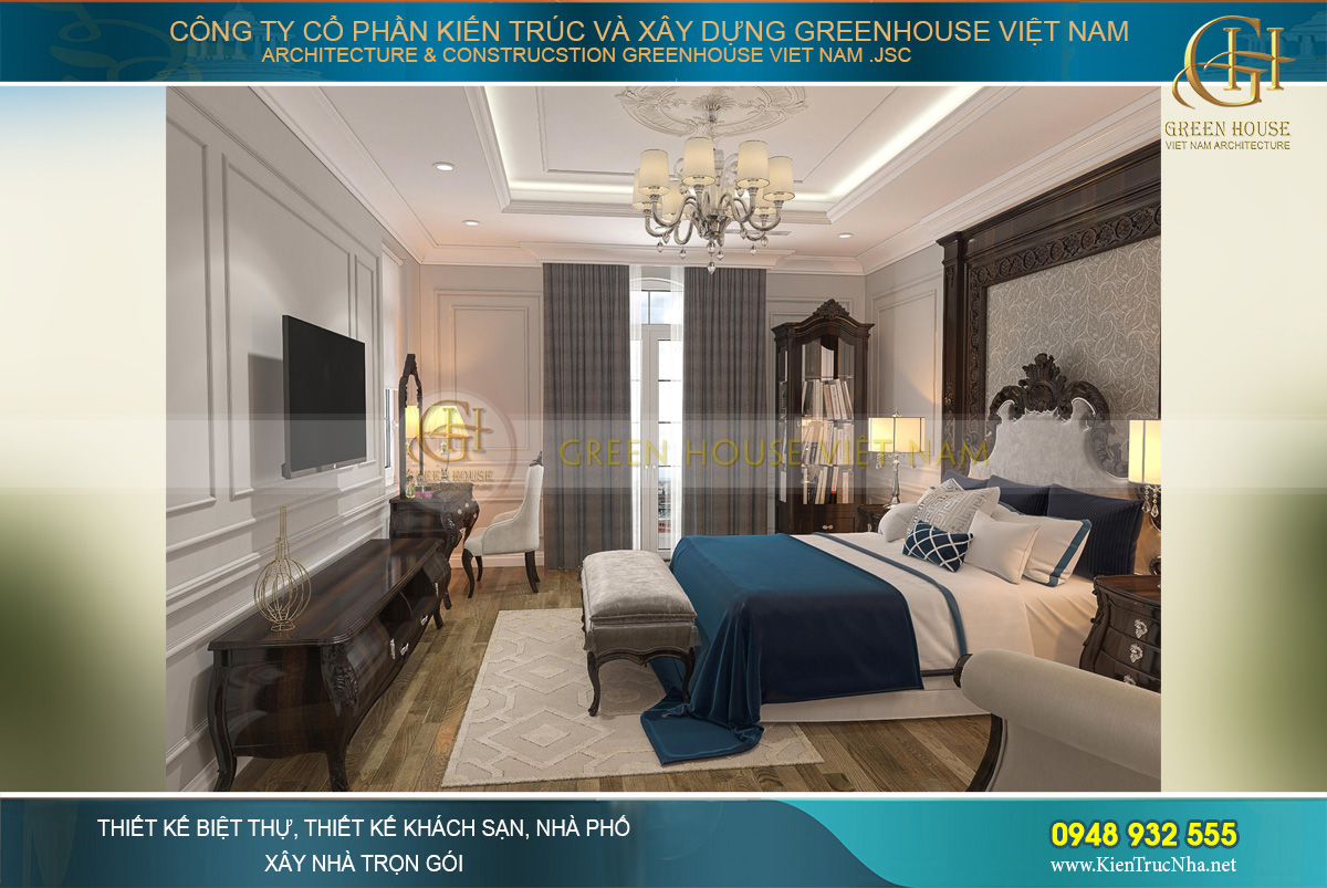 thiết kế nội thất biệt thự tân cổ điển 4 tầng