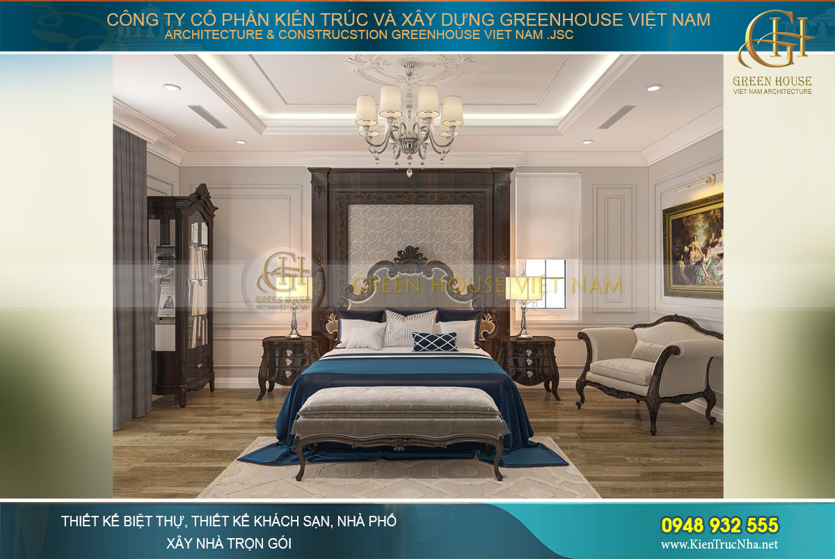 thiết kế nội thất biệt thự tân cổ điển 4 tầng