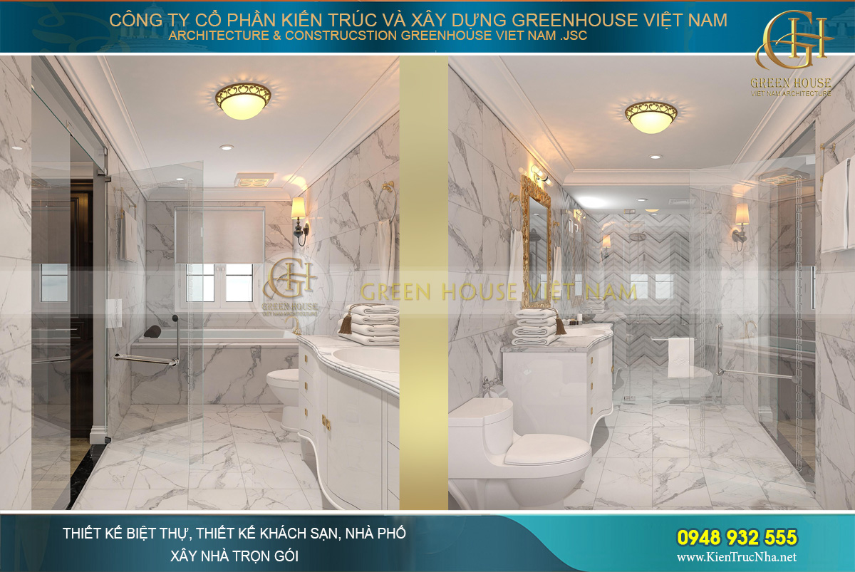 thiết kế nội thất biệt thự tân cổ điển 4 tầng