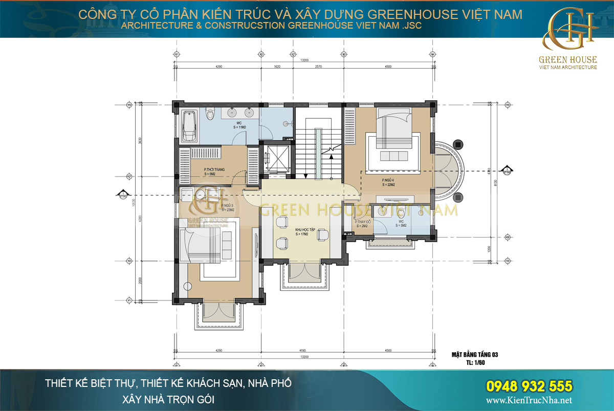 thiết kế nội thất biệt thự tân cổ điển 4 tầng
