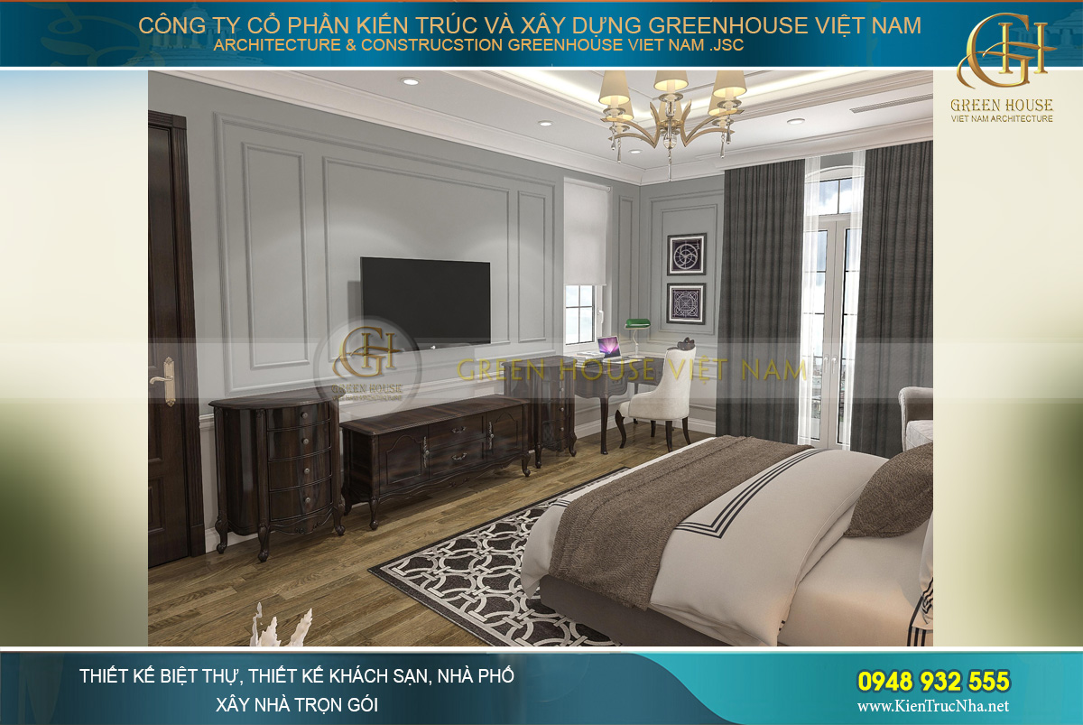 thiết kế nội thất biệt thự tân cổ điển 4 tầng