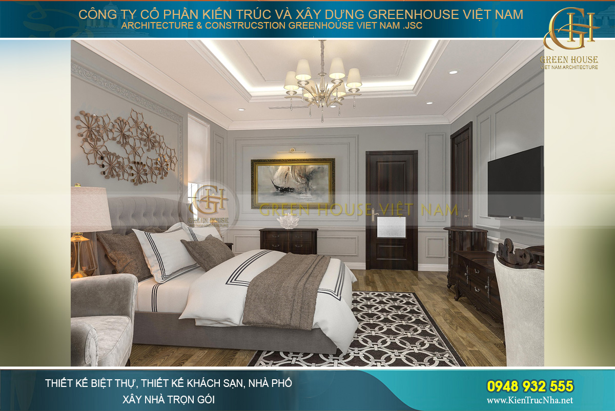 thiết kế nội thất biệt thự tân cổ điển 4 tầng