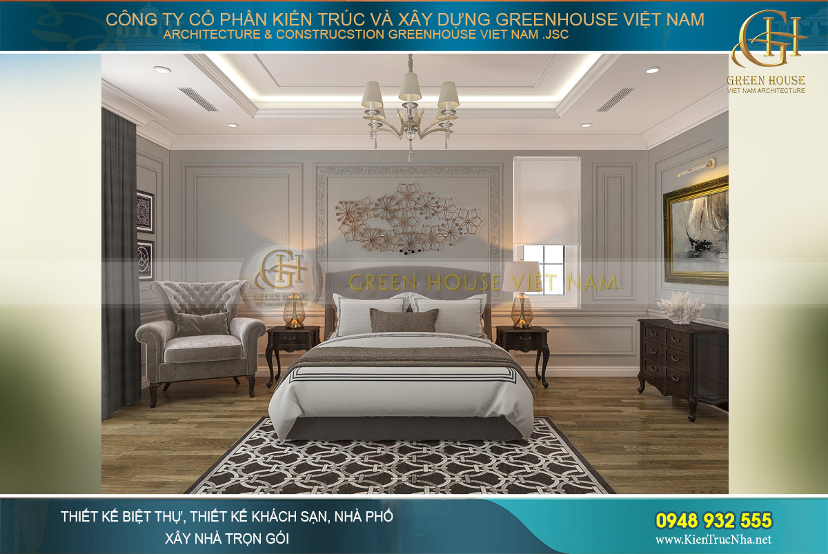 thiết kế nội thất biệt thự tân cổ điển 4 tầng