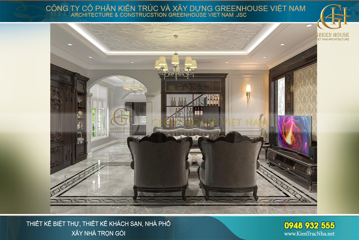 thiết kế nội thất biệt thự tân cổ điển 4 tầng