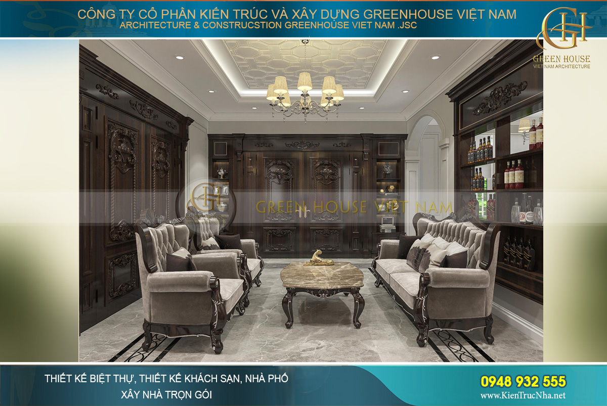 thiết kế nội thất biệt thự tân cổ điển 4 tầng