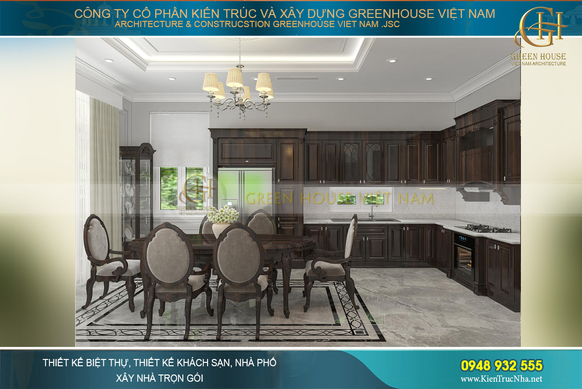 thiết kế nội thất biệt thự tân cổ điển 4 tầng