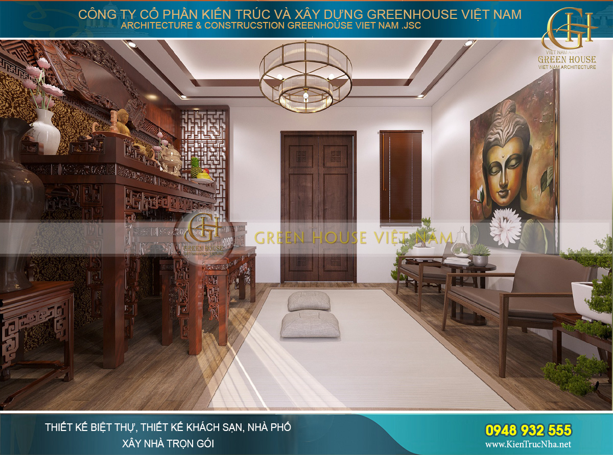 Thiết kế nội thất phòng khách hiện đại của nhà phố 4 tầng