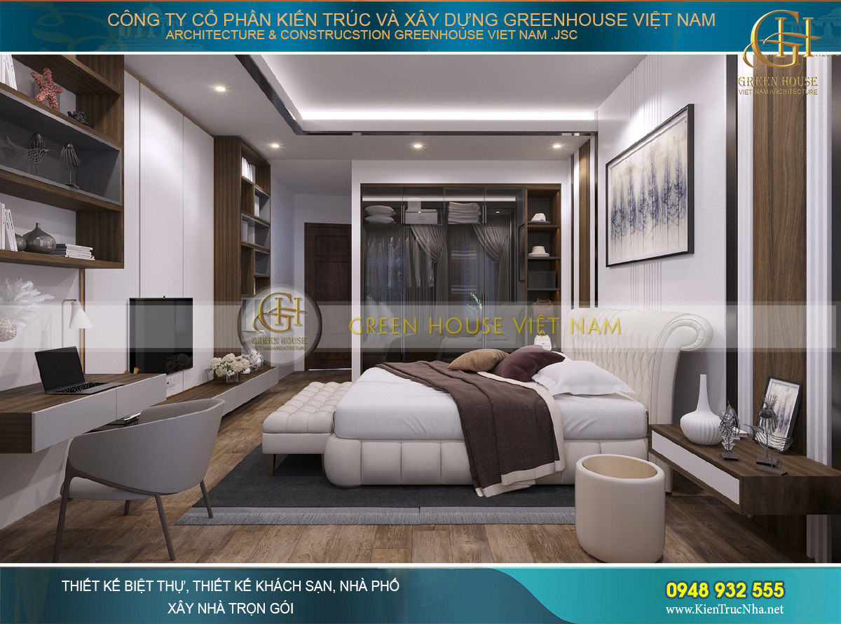 Thiết kế nội thất phòng khách hiện đại của nhà phố 4 tầng