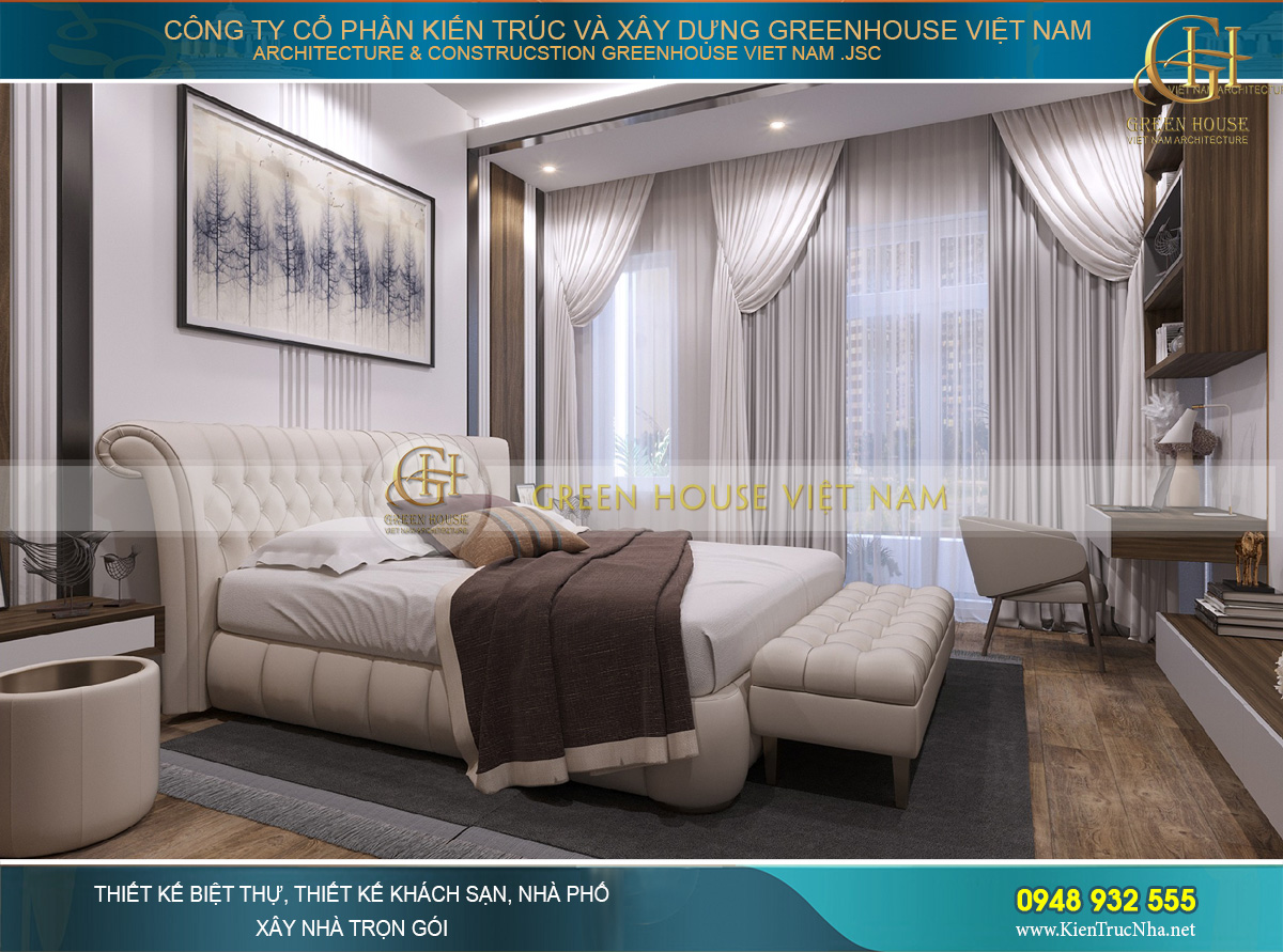 Thiết kế nội thất phòng khách hiện đại của nhà phố 4 tầng