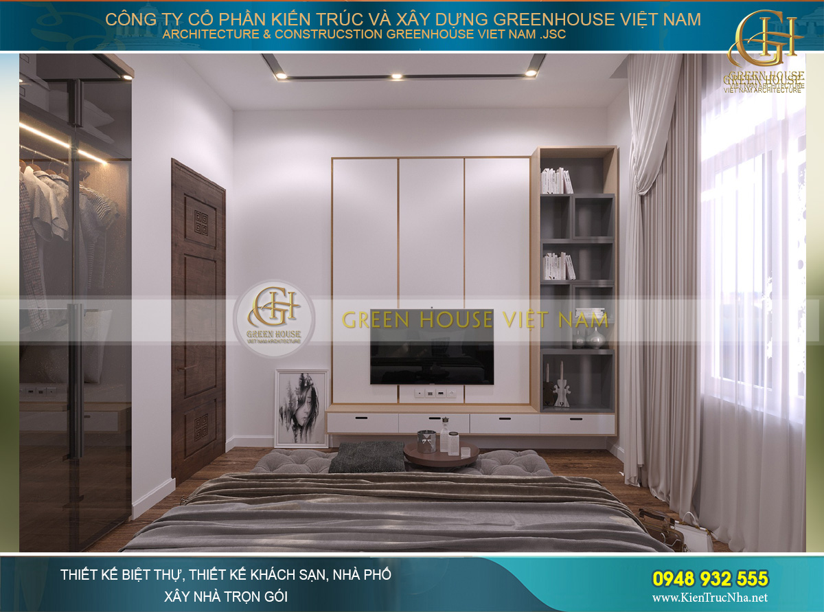 Thiết kế nội thất phòng khách hiện đại của nhà phố 4 tầng