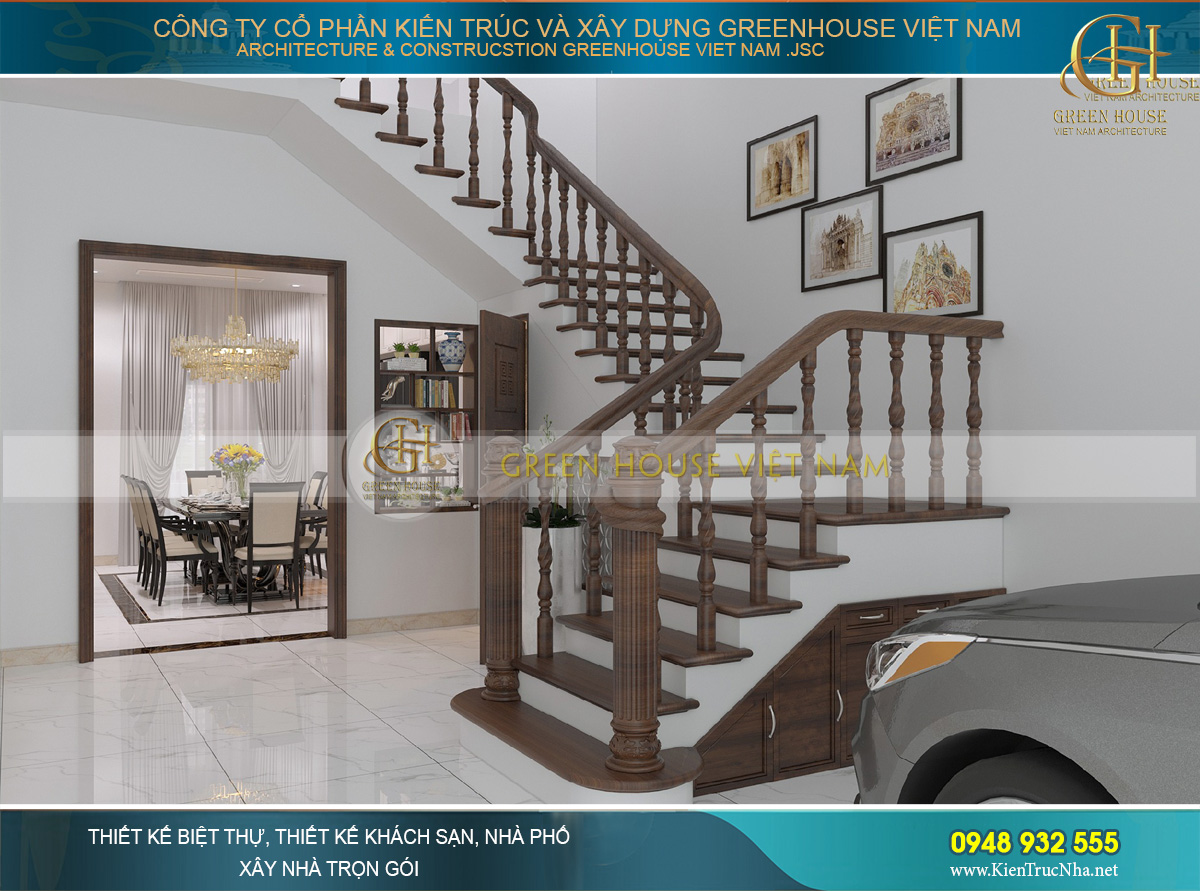 Thiết kế nội thất phòng khách hiện đại của nhà phố 4 tầng