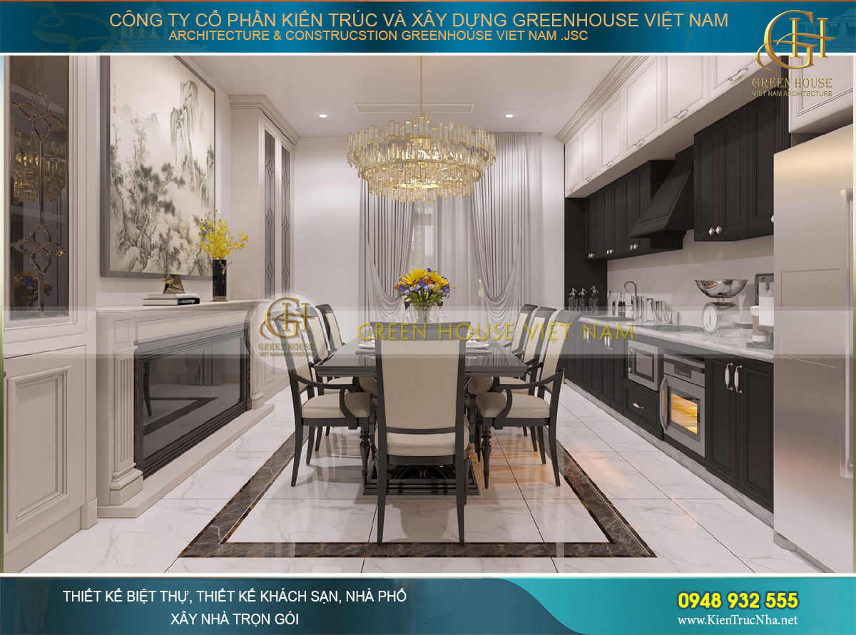 Thiết kế nội thất phòng khách hiện đại của nhà phố 4 tầng