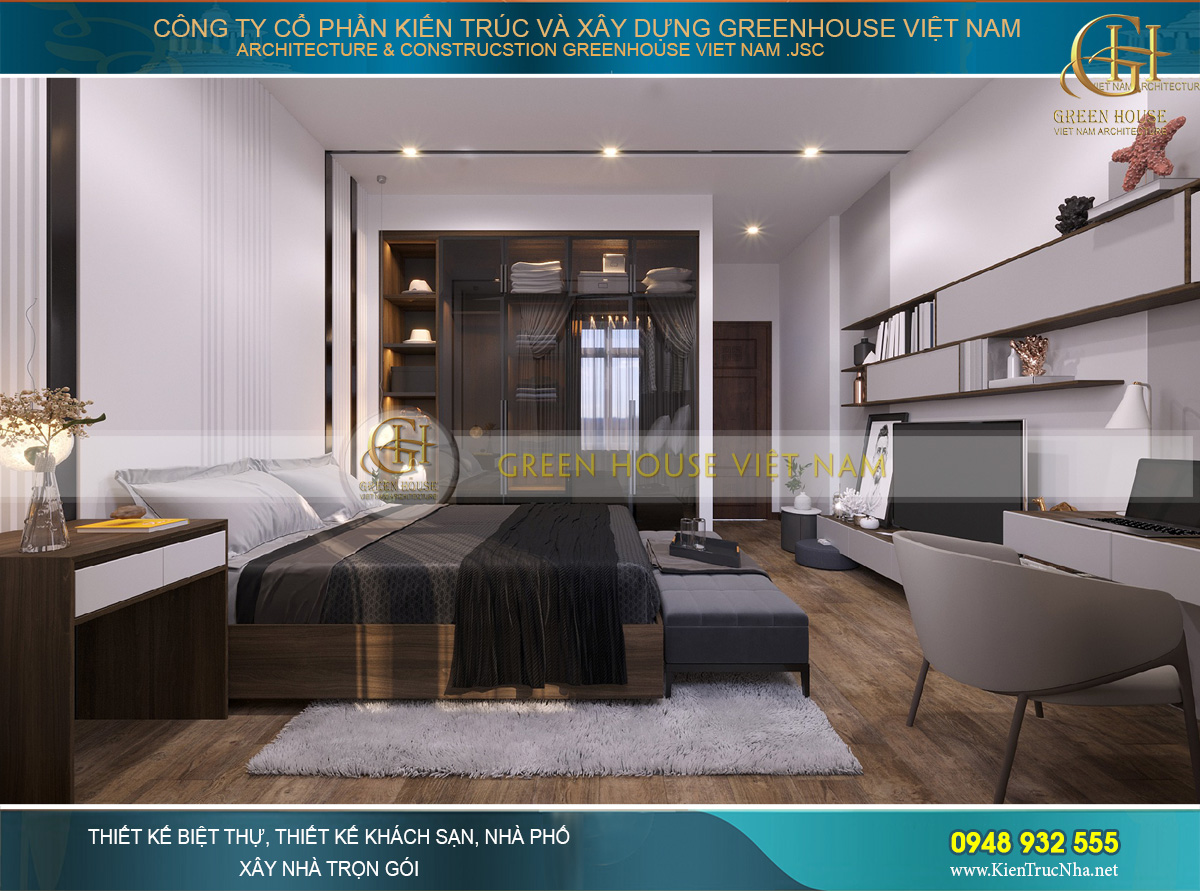 Thiết kế nội thất phòng khách hiện đại của nhà phố 4 tầng