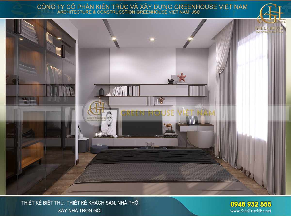 Thiết kế nội thất phòng khách hiện đại của nhà phố 4 tầng